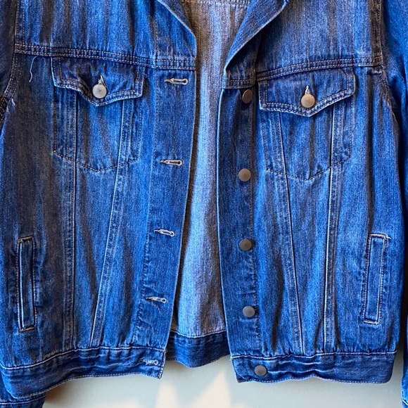 FOREVER21 DENIM JEAN JACKET DARK BLUE - Picture 5 of 12